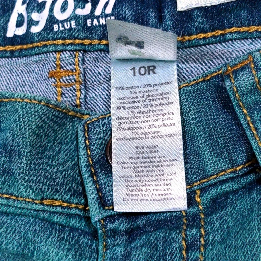 B'josh Boys Distressed Skinny Jeans Size 10R‎ Teal Blue Denim Ripped Stretch
